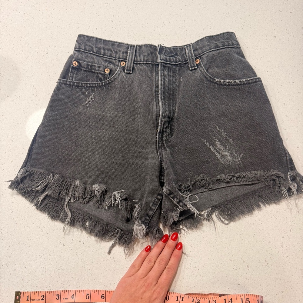 Levi’s Distressed Black Denim Shorts Orange Label size Women 27